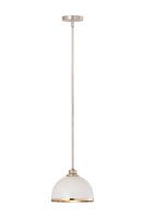 One Light Pendant by Z-Lite - Landry Collection, Matte White + Brushed Nickel Finish - 1004P10-MW-BN