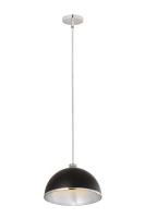 One Light Pendant by Z-Lite - Landry Collection, Matte Black + Chrome Finish - 1004P14-MB-CH
