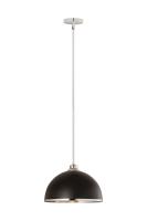 One Light Pendant by Z-Lite - Landry Collection, Matte Black + Chrome Finish - 1004P14-MB-CH