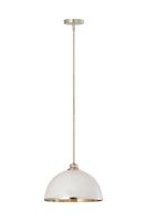 One Light Pendant by Z-Lite - Landry Collection, Matte White + Brushed Nickel Finish - 1004P14-MW-BN