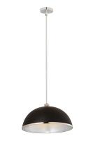 One Light Pendant by Z-Lite - Landry Collection, Matte Black + Chrome Finish - 1004P20-MB-CH