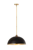 One Light Pendant by Z-Lite - Landry Collection, Matte Black + Rubbed Brass Finish - 1004P20-MB-RB