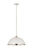 One Light Pendant by Z-Lite - Landry Collection, Matte White + Brushed Nickel Finish - 1004P20-MW-BN