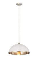 One Light Pendant by Z-Lite - Landry Collection, Matte White + Brushed Nickel Finish - 1004P20-MW-BN