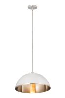 One Light Pendant by Z-Lite - Landry Collection, Matte White + Brushed Nickel Finish - 1004P20-MW-BN