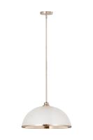 One Light Pendant by Z-Lite - Landry Collection, Matte White + Brushed Nickel Finish - 1004P20-MW-BN