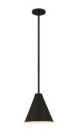 One Light Pendant by Z-Lite - Eaton Collection, Matte Black Finish - 6011P12-MB
