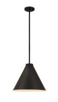 One Light Pendant by Z-Lite - Eaton Collection, Matte Black Finish - 6011P18-MB