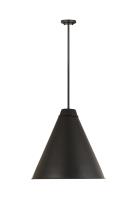 One Light Pendant by Z-Lite - Eaton Collection, Matte Black Finish - 6011P24-MB