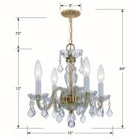 Four Light Mini Chandelier by Crystorama - Traditional Crystal Collection, Polished Brass Finish - 1064-PB-CL-I