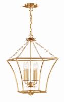Four Light Mini Chandelier by Crystorama - Broche Collection, Antique Gold Finish - 516-GA
