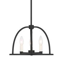 Three Light Chandelier by Crystorama - Abbott Collection, Black Finish - ABB-3003-BK