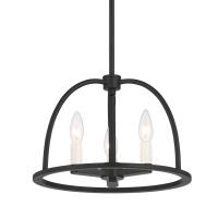 Three Light Chandelier by Crystorama - Abbott Collection, Black Finish - ABB-3003-BK