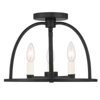 Three Light Semi Flush Mount by Crystorama - Abbott Collection, Black Finish - ABB-3003-BK_CEILING