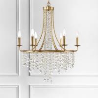 Six Light Chandelier by Crystorama - Gabrielle Collection, Antique Gold Finish - GAB-B7306-GA