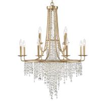 12 Light Chandelier by Crystorama - Gabrielle Collection, Antique Gold Finish - GAB-B7312-GA