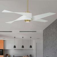 64"Ceiling Fan by Minka Aire - Artemis IV Collection, Soft Brass With Flat White Blades Finish - F903L-SBR/WHF