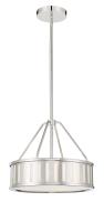 Three Light Pendant by Crystorama - Kendal Collection, Polished Nickel Finish - KEN-8303-PN