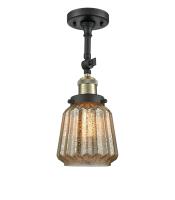 One Light Semi-Flush Mount by Innovations - Franklin Restoration Collection, Black Antique Brass Finish - 201F-BAB-G146