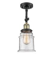 One Light Semi-Flush Mount by Innovations - Franklin Restoration Collection, Black Antique Brass Finish - 201F-BAB-G184