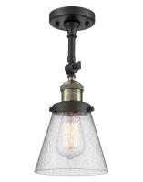 One Light Semi-Flush Mount by Innovations - Franklin Restoration Collection, Black Antique Brass Finish - 201F-BAB-G64