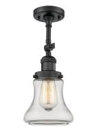 One Light Semi-Flush Mount by Innovations - Franklin Restoration Collection, Matte Black Finish - 201F-BK-G192
