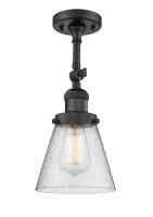One Light Semi-Flush Mount by Innovations - Franklin Restoration Collection, Matte Black Finish - 201F-BK-G64