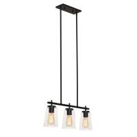Three Light Linear Pendant by AFX Lighting - Joanna Collection, Textured Black Finish - JNNP0523MBBK