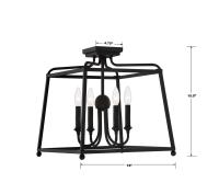 Four Light Semi Flush Mount by Crystorama - Sylvan Collection, Black Forged Finish - 2243-BF_NOSHADE