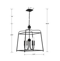 Four Light Chandelier by Crystorama - Sylvan Collection, Black Forged Finish - 2244-BF_NOSHADE