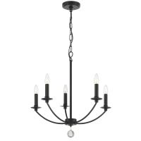 Five Light Chandelier by Crystorama - Mila Collection, Black Finish - MIL-8005-BK