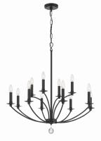 12 Light Chandelier by Crystorama - Mila Collection, Black Finish - MIL-8012-BK