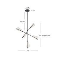 LED Chandelier by Kuzco Lighting - Mulberry Collection, Black/Light Guide Finish - CH62737-BK/LG