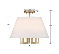 Five Light Semi Flush Mount by Crystorama - Westwood Collection, Vibrant Gold Finish - 2255-VG_CEILING