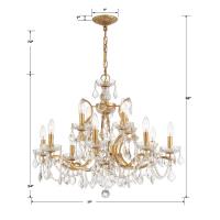12 Light Chandelier by Crystorama - Filmore Collection, Antique Gold Finish - 4456-GA-CL-MWP