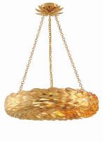 Six Light Pendant by Crystorama - Broche Collection, Antique Gold Finish - 536-GA