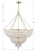 15 Light Chandelier by Crystorama - Rylee Collection, Antique Gold Finish - 614-GA