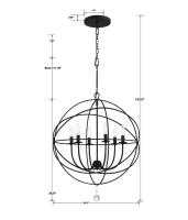 Six Light Chandelier by Crystorama - Solaris Collection, Black Finish - 9228-BK