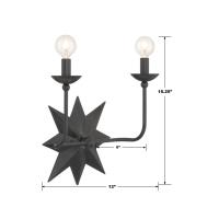 Two Light Wall Sconce by Crystorama - Astro Collection, Black Finish - 9232-BK