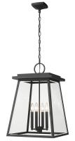 Four Light Outdoor Chain Mount Ceiling Fixture by Z-Lite - Broughton Collection, Black Finish - 521CHXL-BK