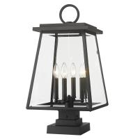 Four Light Outdoor Pier Mounted Fixture by Z-Lite - Broughton Collection, Black Finish - 521PHBS-SQPM-BK