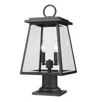 Two Light Outdoor Pier Mounted Fixture by Z-Lite - Broughton Collection, Black Finish - 521PHMR-533PM-BK
