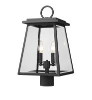 Two Light Outdoor Post Mount Fixture by Z-Lite - Broughton Collection, Black Finish - 521PHMR-BK