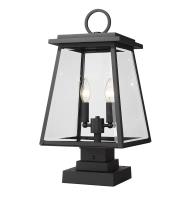 Two Light Outdoor Pier Mounted Fixture by Z-Lite - Broughton Collection, Black Finish - 521PHMS-SQPM-BK