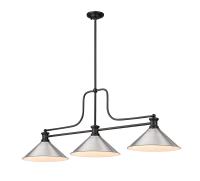 Three Light Billiard by Z-Lite - Melange Collection, Matte Black Finish - 725-3MB-BN15