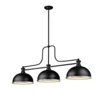 Three Light Billiard by Z-Lite - Melange Collection, Matte Black Finish - 725-3MB-D12MB+BN