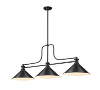 Three Light Billiard by Z-Lite - Melange Collection, Matte Black Finish - 725-3MB-MB15