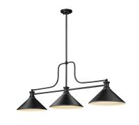 Three Light Billiard by Z-Lite - Melange Collection, Matte Black Finish - 725-3MB-MMB
