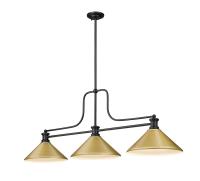 Three Light Billiard by Z-Lite - Melange Collection, Matte Black Finish - 725-3MB-MSG