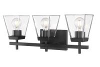 Three Light Vanity by Z-Lite - Lauren Collection, Matte Black Finish - 819-3V-MB